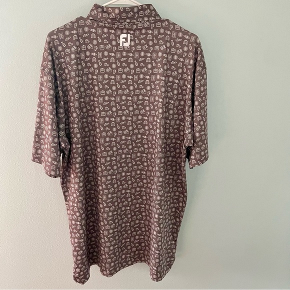 FootJoy Lisle Travel Print Collar Golf Polo grey white size extra large - Picture 8 of 10